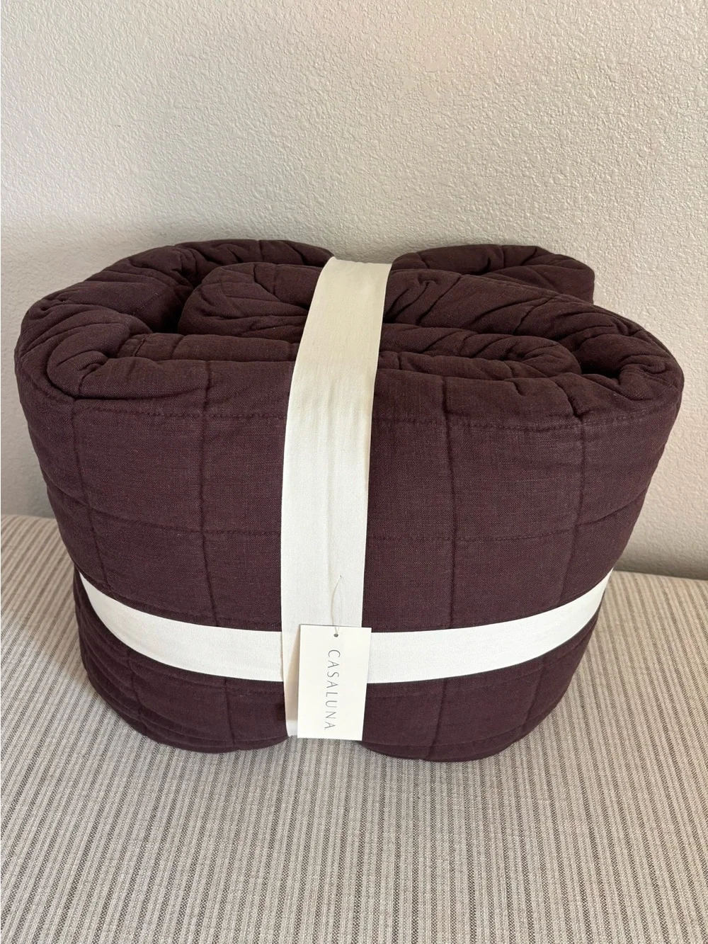 NWT King Plus Heavyweight Linen Blend Quilt Dark Fig - Casaluna